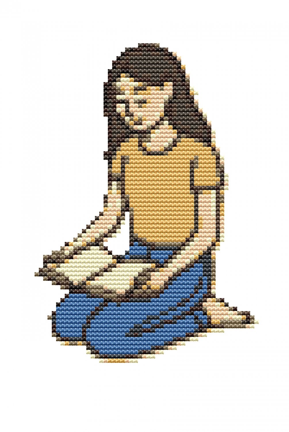 Girl and notebook - Cross-stitch pattern PDF - Instant download