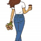 Girl with coffee and flowers - Cross-stitch pattern PDF - Instant download