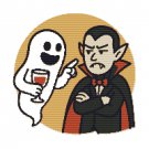 A ghost and a vampire are planning on Halloween - Cross-stitch pattern PDF - Instant download