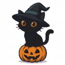 Cat and pumpkin for Halloween - Cross-stitch pattern PDF - Instant download
