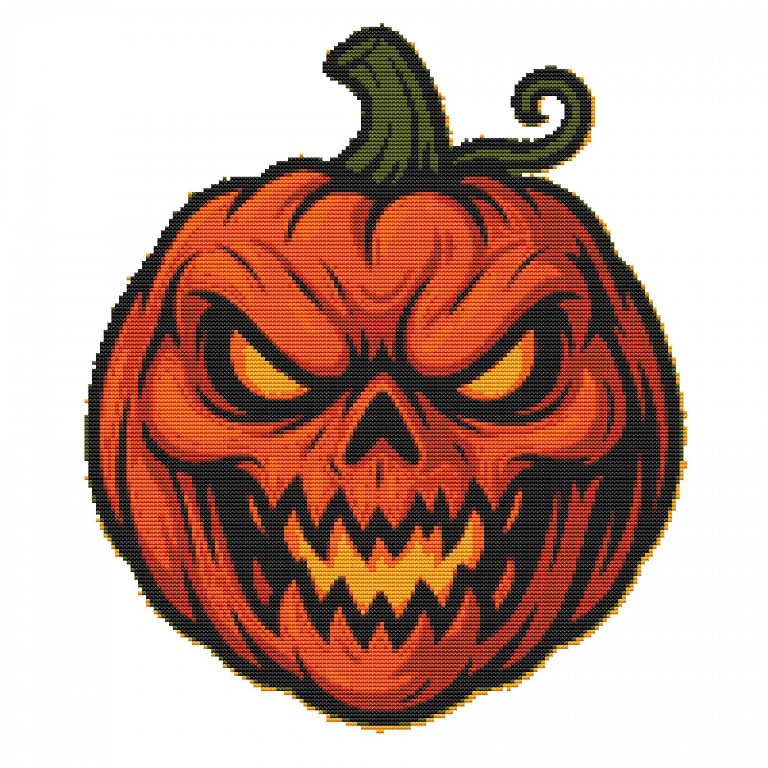 Evil Pumpkin for Halloween - Cross-stitch pattern PDF - Instant download