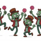 Celebrating Halloween with Green Monsters - Cross-stitch pattern PDF - Instant download