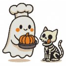 Ghost Bakes Pumpkin Cake for Halloween - Cross-stitch pattern PDF - Instant download