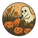 Ghost Grows Pumpkins for Halloween - Cross-stitch pattern PDF - Instant download