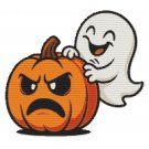 Ghost tickles pumpkin on Halloween - Cross-stitch pattern PDF - Instant download