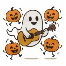 Ghost Playing Guitar Halloween - Cross-stitch pattern PDF - Instant download