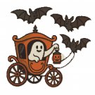 Ghost rides in a carriage on Halloween - Cross-stitch pattern PDF - Instant download