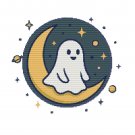 Ghost sits on the moon on Halloween - Cross-stitch pattern PDF - Instant download