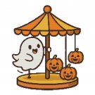 Ghosts and pumpkins on a swing for Halloween - Cross-stitch pattern PDF - Instant download Ghosts and pumpkins on a swing for Halloween - Cross-stitch pattern PDF - Instant download
