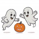 Ghosts Enjoy Pumpkin on Halloween - Cross-stitch pattern PDF - Instant download