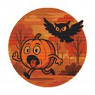 Halloween - Pumpkin Runs Away From Owl - Cross-stitch pattern PDF - Instant download