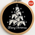 A Christmas tree in the shape of white horses - Cross-stitch pattern PDF - Instant download A Christmas tree in the shape of white horses - Cross-stitch pattern PDF - Instant download