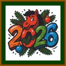 2026 Year of the Red Horse - New Year - Cross-stitch pattern PDF - Instant download