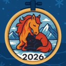A fiery horse warms a cat - Symbol of 2026 - Cross-stitch pattern PDF - Instant download
