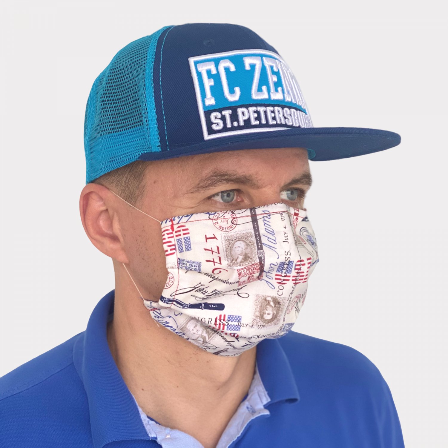 Face Mask American Patriotic Theme The Declaration 1776 Phrases on Cotton