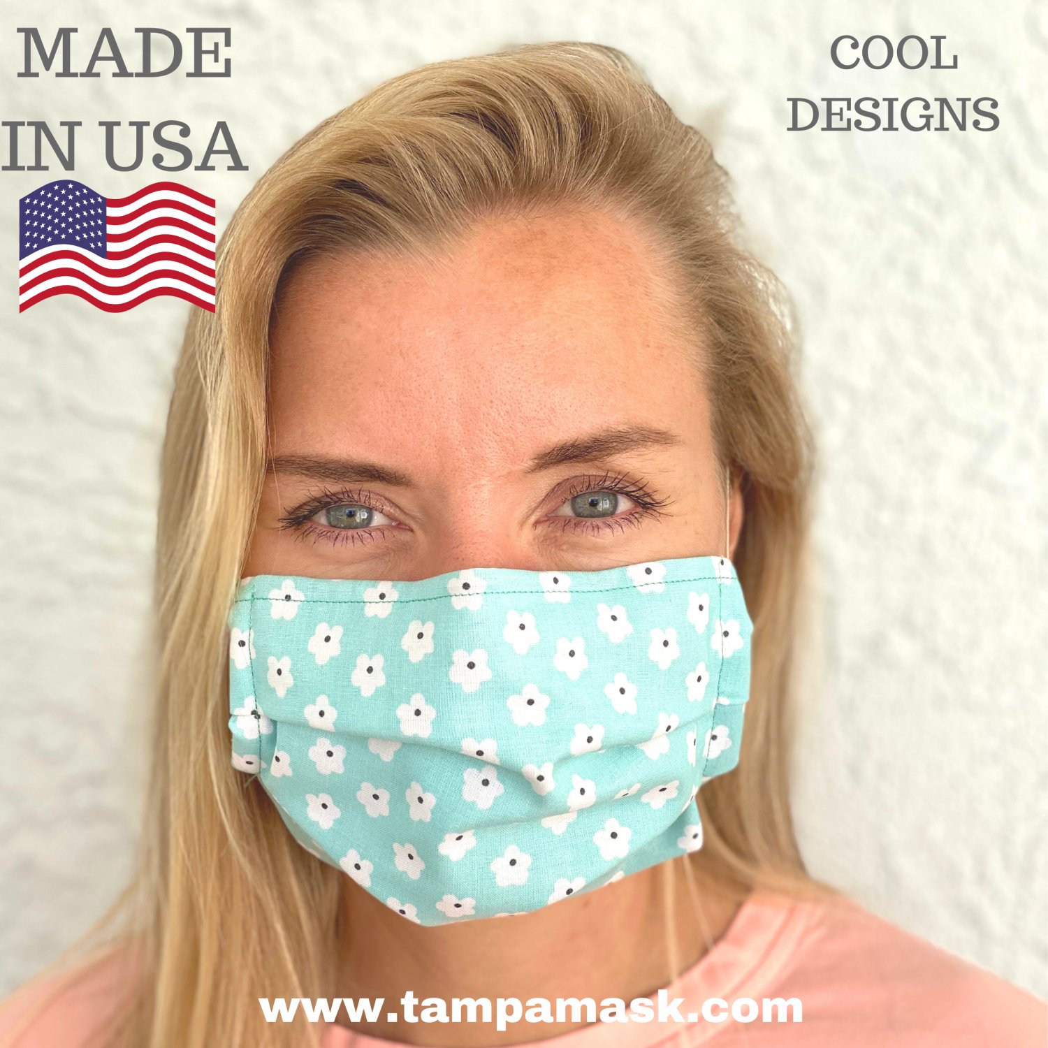 Fabric Face Mask Sky Flowers Breathable Reusable Stylish Fancy Design Organic Cotton