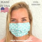 Fabric Face Mask Sky Flowers Breathable Reusable Stylish Fancy Design Organic Cotton