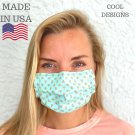 Fabric Face Mask Sky Mini Roses Flowers Breathable Reusable Stylish Fancy Design Organic Cotton