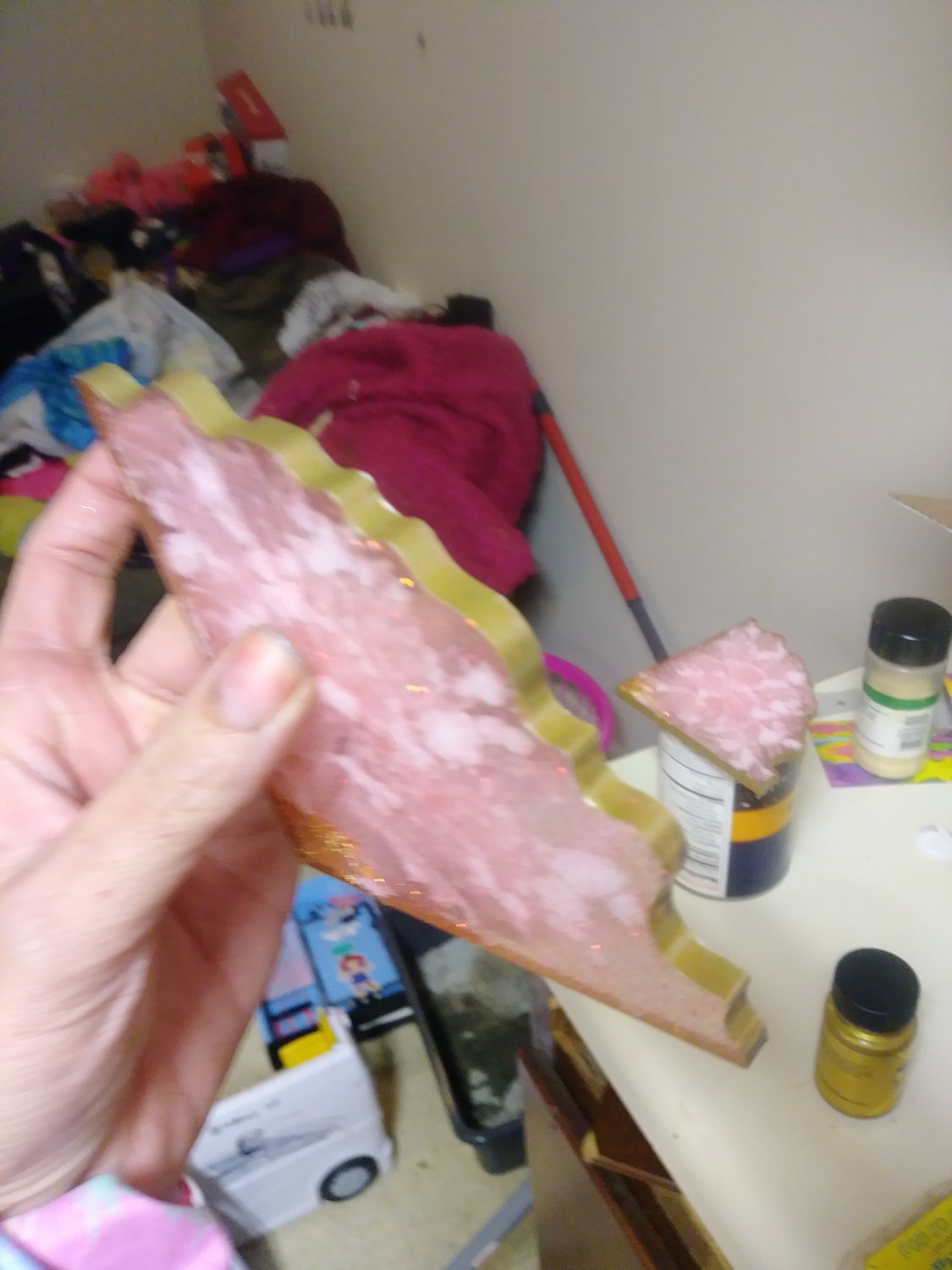 Pink and gold geode coaster set