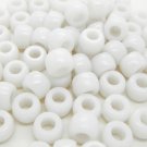 100 x White Opaque Barrel Pony Beads Plastic Acrylic 9x6mm Dummy Clip Making
