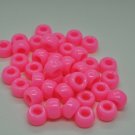 100 x PINK Opaque Barrel Pony Beads Plastic Acrylic 9x6mm Dummy Clip Making