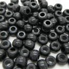 100 x BLACK Opaque Barrel Pony Beads Plastic Acrylic 9x6mm Dummy Clip Making