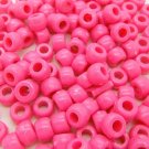 100 x DARK PINK Opaque Barrel Pony Beads Plastic Acrylic 9x6mm Dummy Clip Making