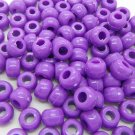 100 x PURPLE Opaque Barrel Pony Beads Plastic Acrylic 9x6mm Dummy Clip Making