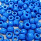 100 x BLUE Opaque Barrel Pony Beads Plastic Acrylic 9x6mm Dummy Clip Making
