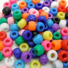 100 x MIXED Opaque Barrel Pony Beads Plastic Acrylic 9x6mm Dummy Clip Making