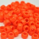 100 x ORANGE Opaque Barrel Pony Beads Plastic Acrylic 9x6mm Dummy Clip Making