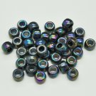 100 x COATED BLACK Opaque Barrel Pony Beads Plastic Acrylic 9x6mm Dummy Clip Making