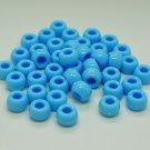 100x BABY BLUE Barrel Pony Beads Opaque Transparent Dummy Clip Hair Making