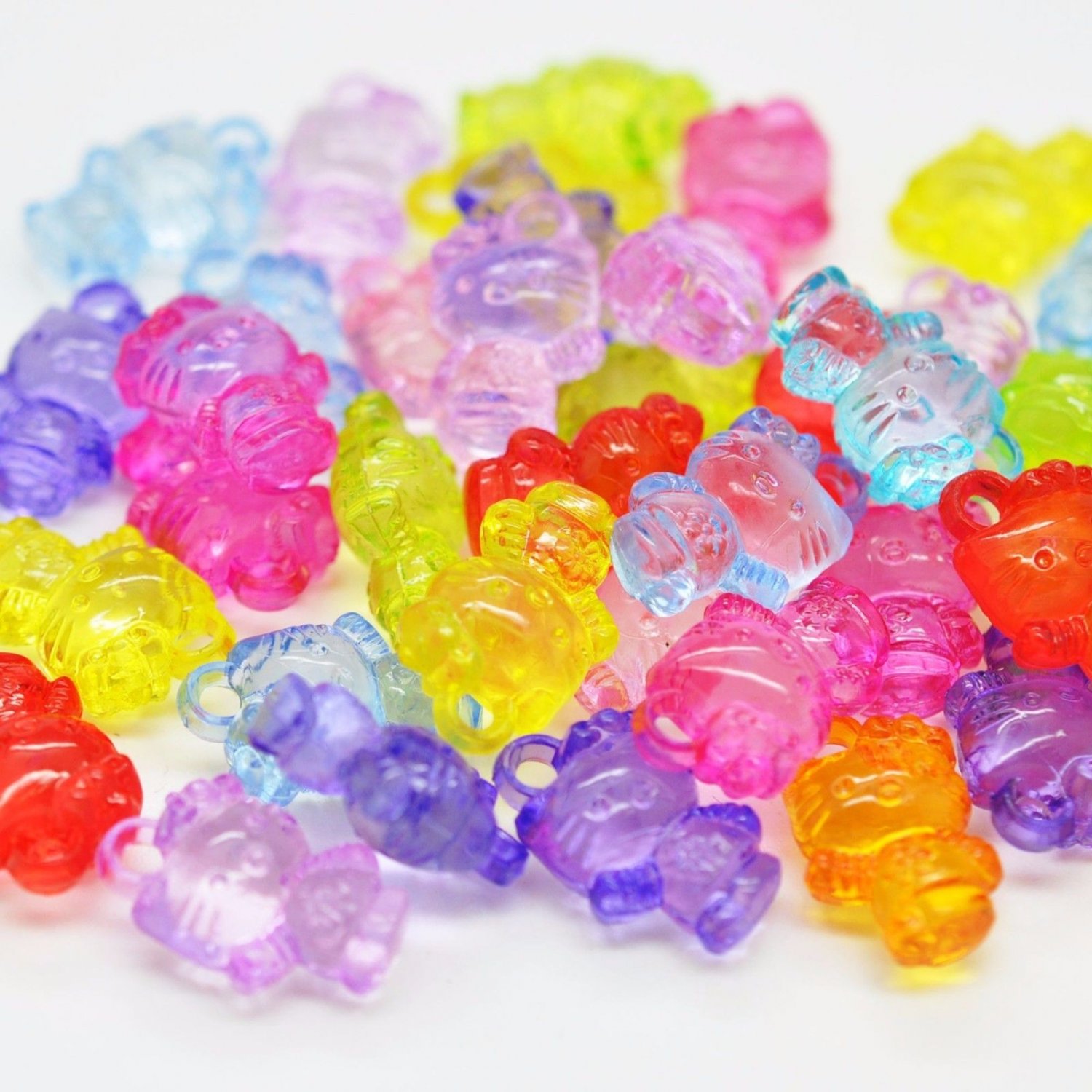 10 x Acrylic Plastic Hello Kitty Pendant Charm Mixed Colour for Dummy Clips