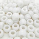 100 x WHITE Opaque Barrel Pony Beads Plastic Acrylic 9x6mm Dummy Clip Making