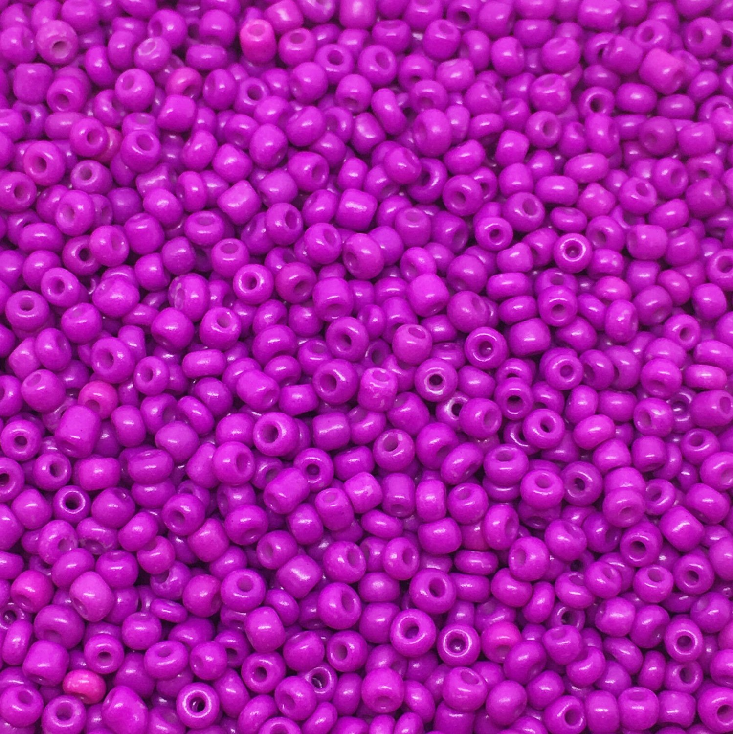 50g glass seed beads - BRIGHT PURPLE - Opaque, size 11/0 (approx 2mm ...