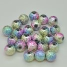 RAINBOW - Metallic Round Glitter Stardust Beads Acrylic Plastic Jewellry Making Craft (6mm x 100pcs)