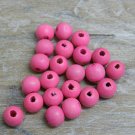 BRIGHT PINK - Wooden Round Beads (10 mm, 100 pack)