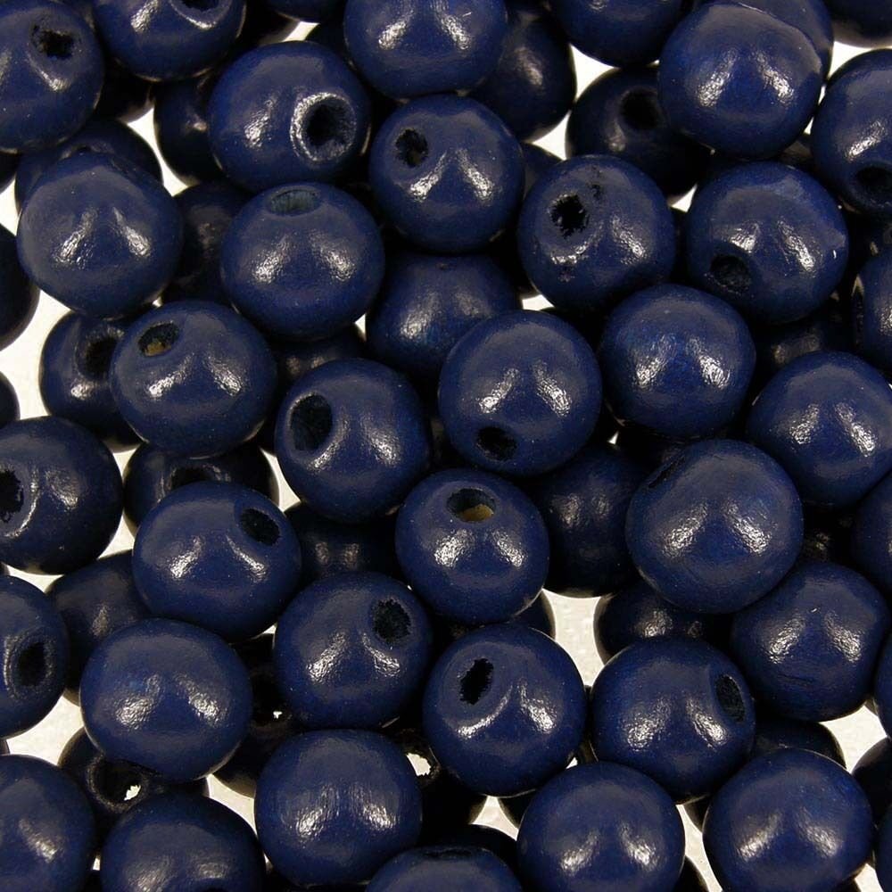 NAVY BLUE - Wooden Round Beads (10 mm, 100 pack)