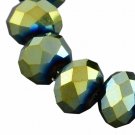 ELECTROPLATE GREEN - Faceted Rondelle Crystal ABACUS Glass Beads (8mm x 70pcs)
