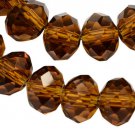 AMBER - Faceted Rondelle Crystal ABACUS Glass Beads (10mm x 35pcs)