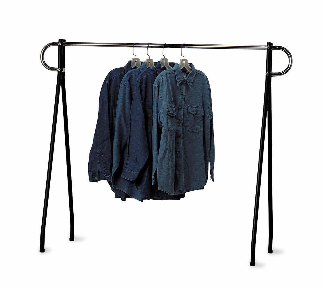 Clothing Rack Black & Chrome Single Rail Retail Storage Garment Salesman 48 x 60