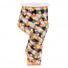 2.5”x10yds Check Candy Corn Ribbon