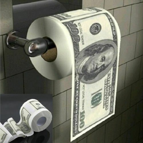 $100 Dollar Toilet Paper Roll Humor Hundred Bill Funny Gag Gift Joke Present