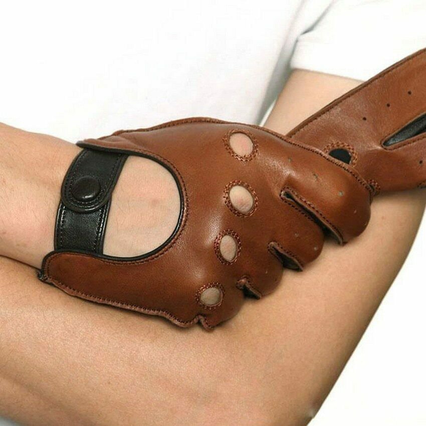 Genuine Leather Driving Gloves Men Lambskin Full Finger Glove Motorcycle Biker