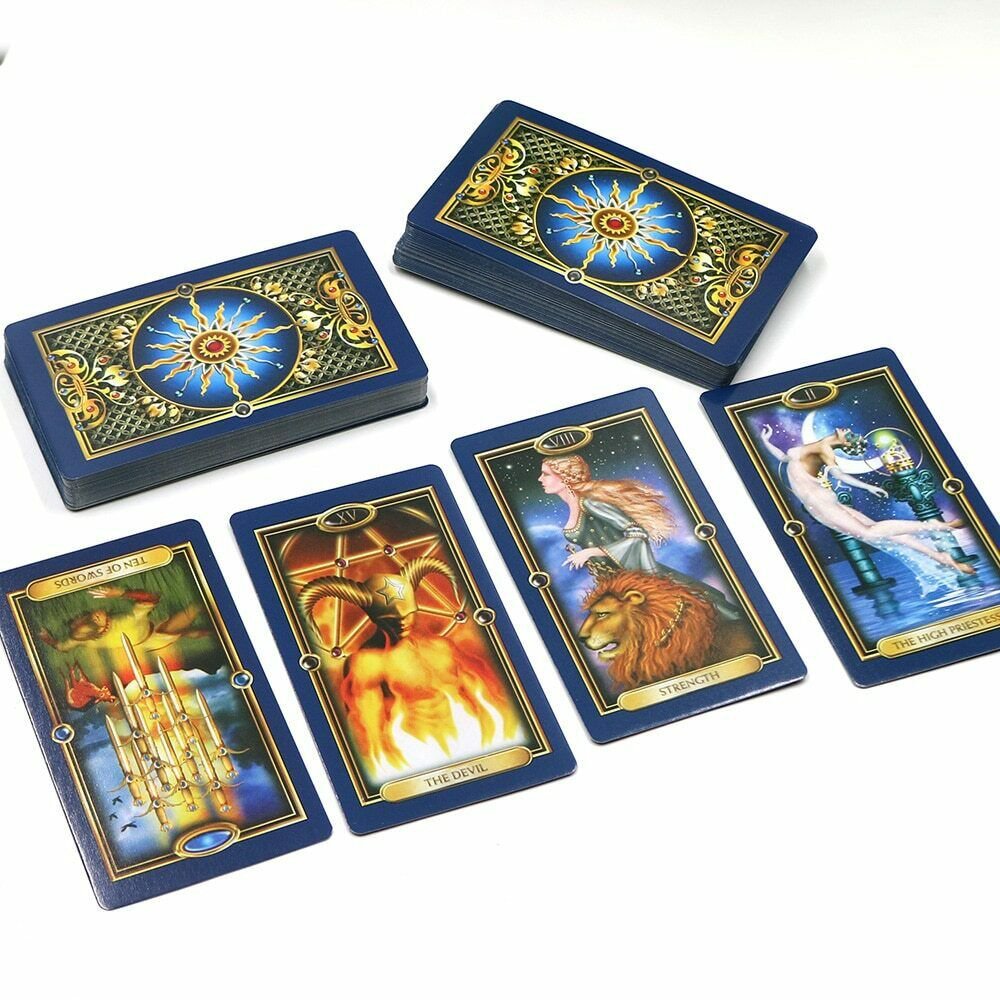 English Gold Tarot Cards Mysterious Bright Deck Fortune Playing Card Game 78 Set