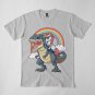 Unicorn Riding Dinosaur T-Shirt T-Rex Funny Unicorns Party Rainbow Squad Mens