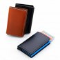 Genuine Leather Credit Card Holder RFID Blocking Aluminum Case Men Mini Wallet