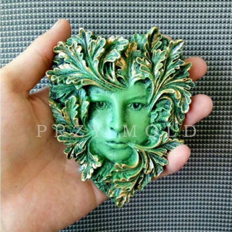Leaf Design Woman Avatar Silicone Mold Resin Chocolate Cake Decor Casting Tool