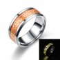 Luminous Rings Dragon Pattern Black Stainless Steel Glowing Mens Punk Jewelry